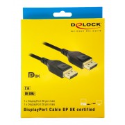DELOCK καλώδιο DisplayPort 85660, certified, 8K/60Hz, 32.4 Gbps, 2m, μαύρο
