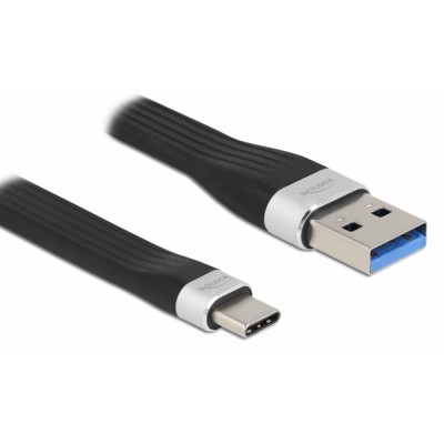 DELOCK καλώδιο USB 3.2 σε USB-C 85771, 3A, 5Gbps, FPC, 13.5cm, μαύρο