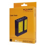 DELOCK tester καλωδίων 86407, λειτουργία εύρεσης θύρας, RJ45/RJ12, μαύρο