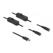 DELOCK καλώδιο USB Type-C σε 2x DC 5.5 x 2.1mm 86800, 1m, μαύρο