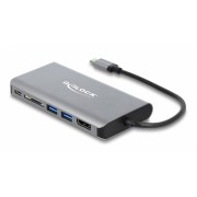 DELOCK docking station 87683, 7 θύρες, USB-C, 100W PD, 4K, MST, γκρι