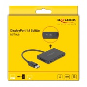 DELOCK DisplayPort splitter 87794, 4 σε 1, Dual Mode, 4K, μαύρο