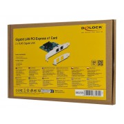 DELOCK κάρτα επέκτασης PCIe x1 σε 2x RJ45 Gigabit 88205, 1000Mbps