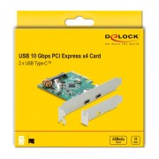 DELOCK κάρτα επέκτασης PCI Express x4 σε 2x USB-C 90397, 10 Gbps