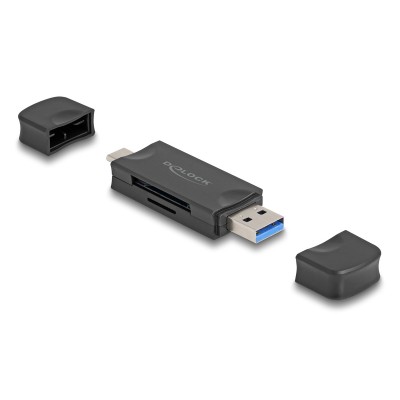 DELOCK card reader 91020 για SD & micro SD, USB/USB-C σύνδεση, 5Gbps, μαύρο