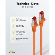 GOOBAY καλώδιο δικτύου 92457, CAT 6 S/FTP, copper, 250MHz, 0.15m, πορτοκαλί
