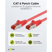 GOOBAY καλώδιο δικτύου 92458, CAT 6 S/FTP, copper, 250MHz, 0.15m, κόκκινο