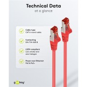 GOOBAY καλώδιο δικτύου 92458, CAT 6 S/FTP, copper, 250MHz, 0.15m, κόκκινο