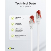 GOOBAY καλώδιο δικτύου 95587, CAT 6 S/FTP, copper, 250MHz, 1.5m, λευκό