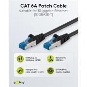 GOOBAY καλώδιο δικτύου 95607, CAT 6A S/FTP, 500MHz, Copper, 1.5m, μαύρο