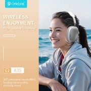 CELEBRAT headphones A35, ασύρματα & ενσύρματα, micro SD, 40mm, 200mAh, μαύρα