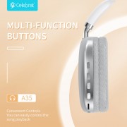 CELEBRAT headphones A35, ασύρματα & ενσύρματα, micro SD, 40mm, 200mAh, μαύρα