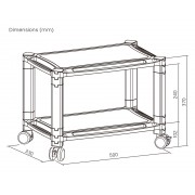 BRATECK ραφιέρα δαπέδου AMS-4L με ροδάκια, 2 ράφια, 50x33x37cm, έως 10kg, μαύρη