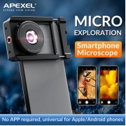 APEXEL φακός μικροσκόπιο APL-MS009 για smartphone κάμερα, 100x zoom, LED