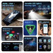 ULEFONE smartphone Armor 34 Pro με βιντεοπροβολέα, 6.95", 5G, 16/512GB, 25500mAh, IP68/IP69K/MIL-STD-810H, μαύρο