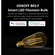 SONOFF Smart λάμπα LED Filament B02-F-ST64, Wi-Fi, 7W, E27, 1800K-5000K