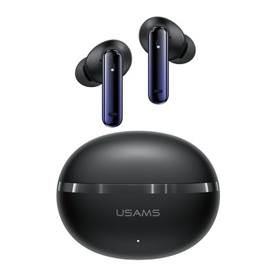 USAMS earphones με θήκη φόρτισης E02, TWS, ANC & ENC, Φ10mm, 35/300mAh, μαύρα