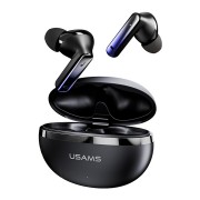 USAMS earphones με θήκη φόρτισης E02, TWS, ANC & ENC, Φ10mm, 35/300mAh, μαύρα