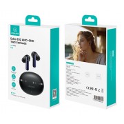 USAMS earphones με θήκη φόρτισης E02, TWS, ANC & ENC, Φ10mm, 35/300mAh, μαύρα