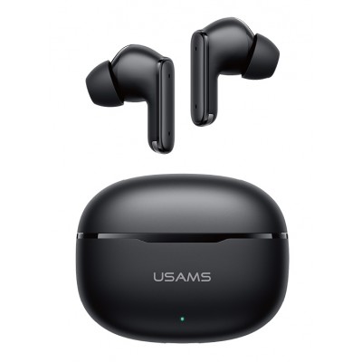 USAMS earphones με θήκη φόρτισης E05, True Wireless, BT 6.0, μαύρα