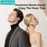 USAMS earphones με θήκη φόρτισης E05, True Wireless, BT 6.0, λευκό