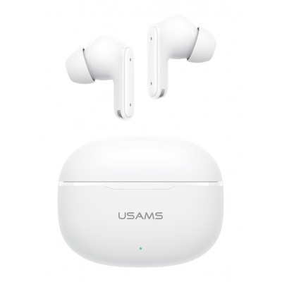USAMS earphones με θήκη φόρτισης E05, True Wireless, BT 6.0, λευκό