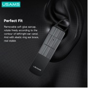 USAMS Bluetooth μονό earphone USAMS-BT2, 100mAh, 3-way κλήσεις, μαύρο