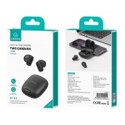 USAMS earphones με θήκη φόρτισης ID25, TWS, Φ13mm, 30/230mAh, μαύρα