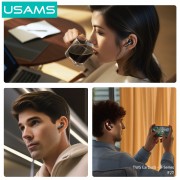 USAMS earphones με θήκη φόρτισης IF27, TWS, Φ13mm, 25/250mAh, μαύρα