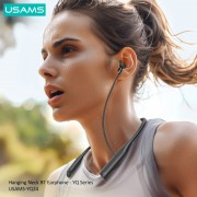 USAMS earphones YQ24 με μαγνήτη, Bluetooth, 130mAh, μαύρα