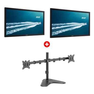 ACER 2x used οθόνες V226HQL με βάση, LED, 21.5" Full HD, VGA/DVI, Grade A