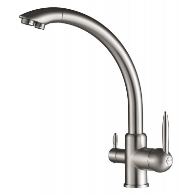 BRUNO μπαταρία πάγκου κουζίνας BRN-0238, τρίοδη, αναμεικτική, ασημί