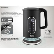 BRUNO Βραστήρας νερού προηγμένων λειτουργιών, ψηφιακός με διπλό τοίχωμα BRN-0245, 1.7L 2200W, μαύρος