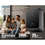 BRUNO BRN-0257 Κεραμικό Αερόθερμο δωματίου & μπάνιου 2000W IP23, προηγμένων λειτουργιών με ανεμιστήρα
