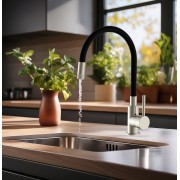 BRUNO μπαταρία πάγκου κουζίνας BRN-0263, αναμεικτική, μαύρη/ασημί