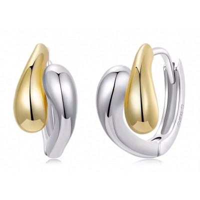 BAMOER σκουλαρίκια κρίκοι BSE1139, ασήμι 925, χρυσό/ασημί