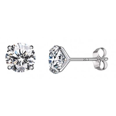 BAMOER σκουλαρίκια καρφωτά BSE166 με κυβική ζιρκόνια, 6mm, ασήμι 925