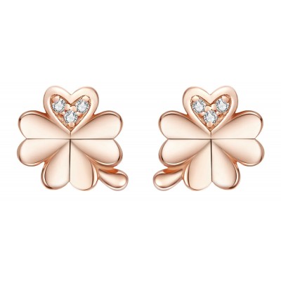 BAMOER σκουλαρίκια καρφωτά BSE233, κυβική ζιρκόνια, ασήμι 925, ροζ χρυσό