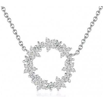 BAMOER κολιέ BSN028 με κυβική ζιρκόνια, ασήμι 925, ασημί