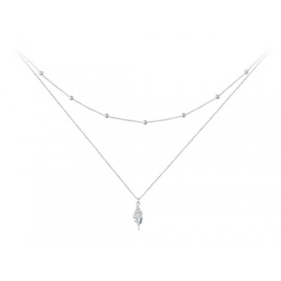 BAMOER κολιέ BSN387, δυο σειρών, σχήμα κοχύλι, ασήμι 925, ασημί