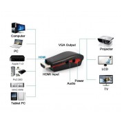 POWERTECH αντάπτορας HDMI 19pin σε VGA CAB-H076, audio jack, USB power