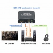 POWERTECH HDMI audio extractor CAB-H153, 4K/60Hz, γκρι