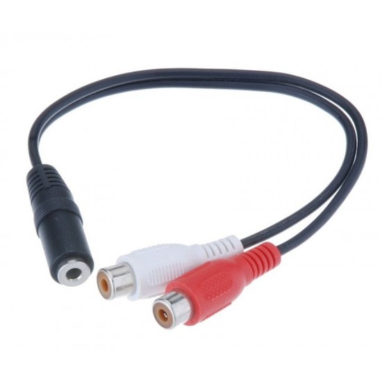 POWERTECH καλώδιο 3.5mm θηλυκό σε 2x RCA θηλυκό CAB-R012 0.20m, μαύρο POWERTECH καλώδιο 3.5mm θηλυκό σε 2x RCA θηλυκό CAB-R012 0.20m, μαύρο