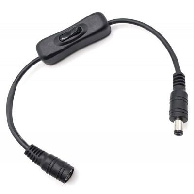 POWERTECH καλώδιο/διακόπτης τροφοδοσίας CAB-U158, 5.5x2.1mm, 30cm, μαύρο