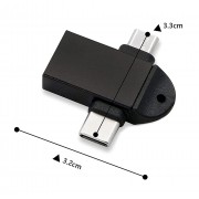 POWERTECH αντάπτορας USB σε USB-C & micro USB CAB-UC090, 5Gbps, μαύρος