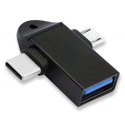 POWERTECH αντάπτορας USB σε USB-C & micro USB CAB-UC090, 5Gbps, μαύρος