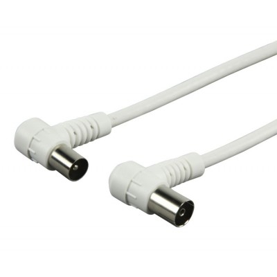 POWERTECH καλώδιο κεραίας RF αρσενικό - RF θηλυκό CAB-V003, γωνιακό, λευκό, 1.5m