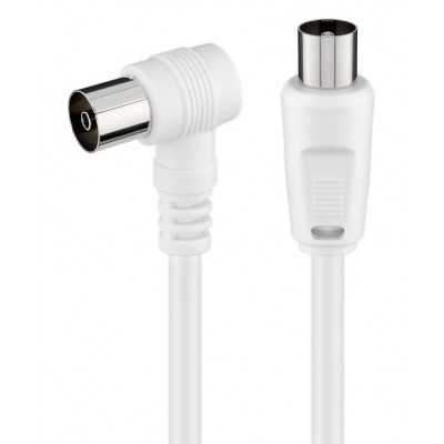 POWERTECH καλώδιο κεραίας RF αρσενικό - RF θηλυκό CAB-V040, γωνιακό, λευκό, 1.5m
