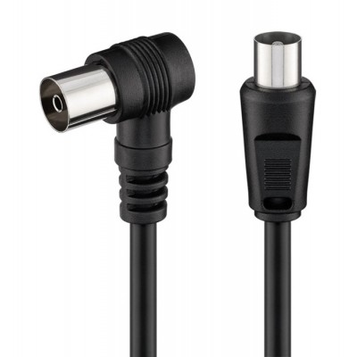 POWERTECH καλώδιο κεραίας RF αρσενικό - RF θηλυκό CAB-V041, γωνιακό, μαύρο, 1.5m