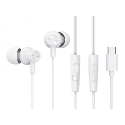 CELEBRAT earphones με μικρόφωνο G38, USB-C σύνδεση, 10mm, 1.2m, λευκά